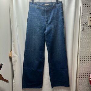 OAT NEW YORK High Rise Wide Leg Raw Hem Jeans- 30